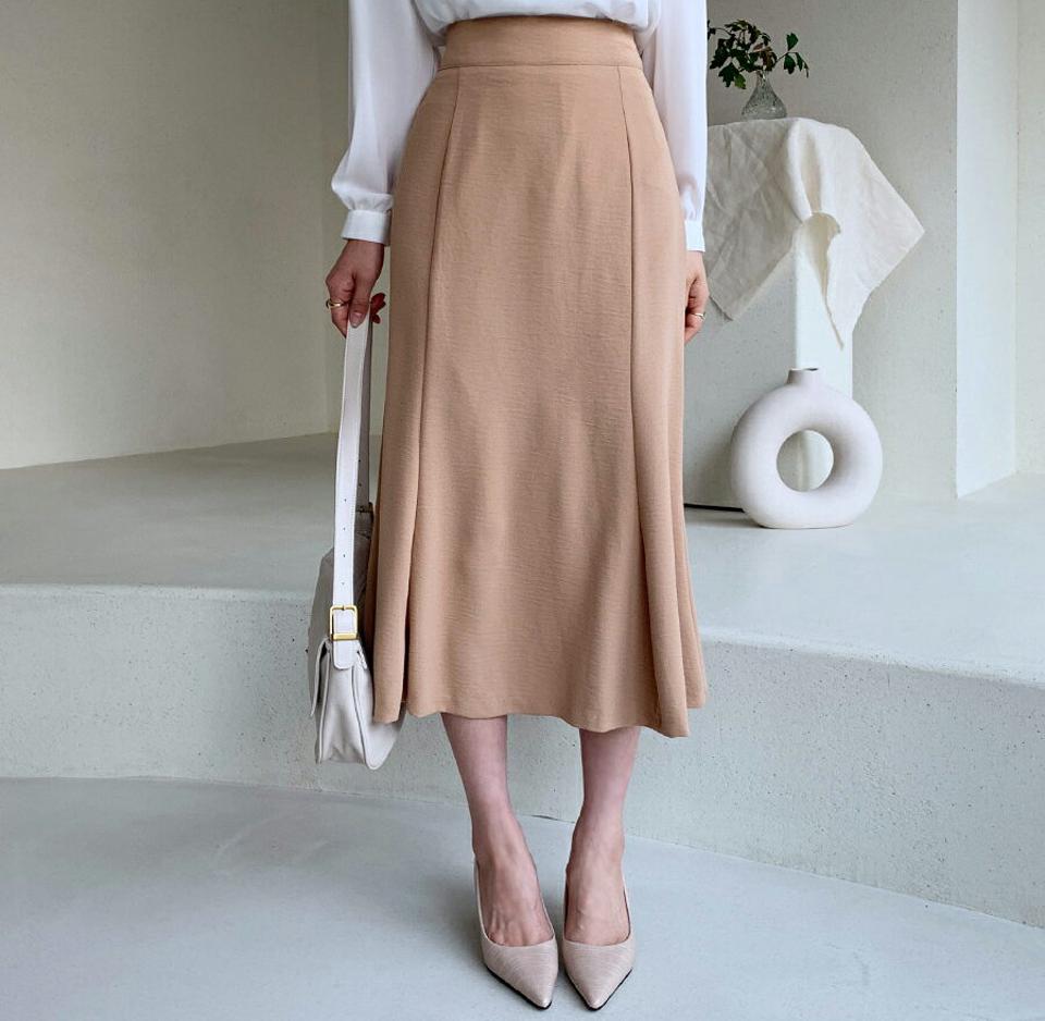 タックマーメイドスカート・全4色・b61496 レディース 【sk】【韓国 ファッション ボトムス スカート ロング マーメイド サイドジップ ボリューム 上品 フェミニン シンプル スリム 体型カーバー 細身 ベーシック デイリー カジュアル 秋 冬】