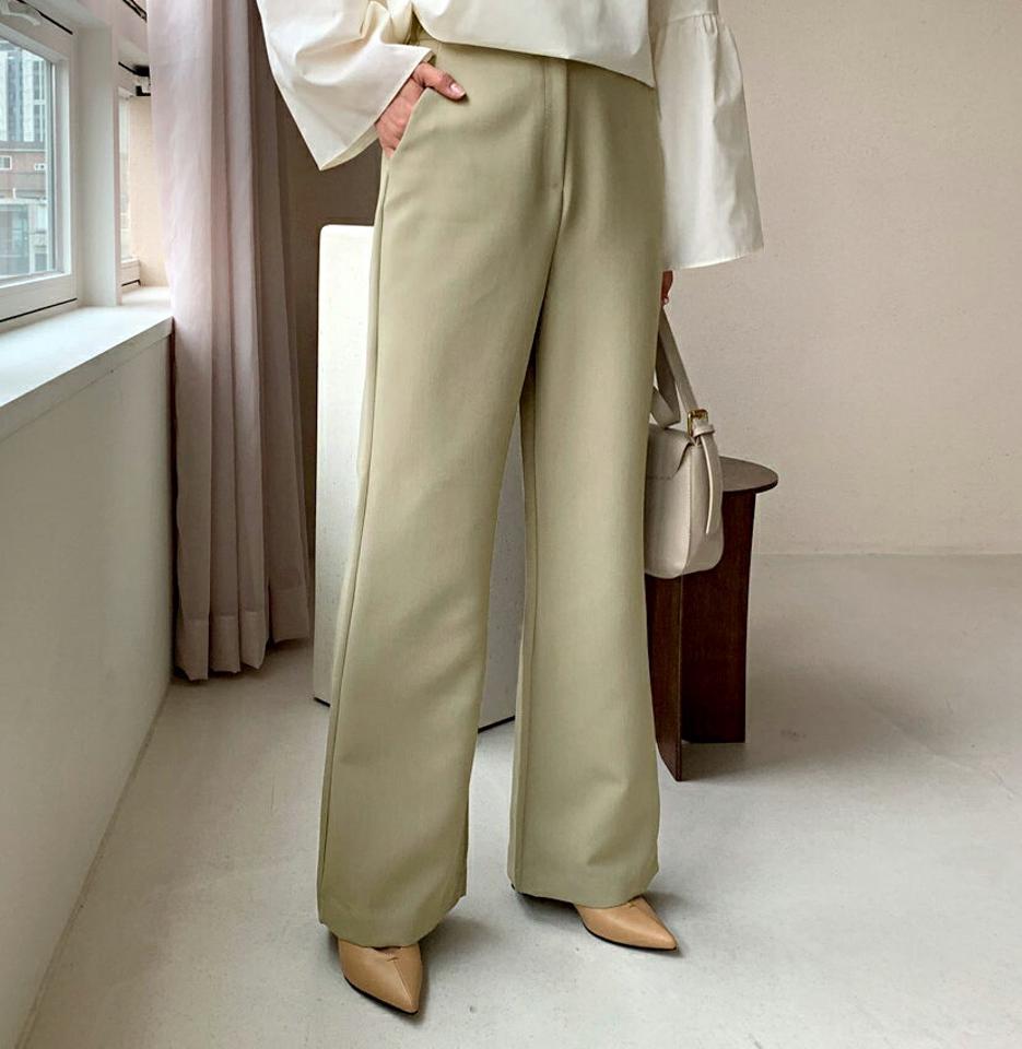 ブーツカットスラックス・全2色・t61490 レディース 【pt】【韓国 ファッション ボトムス パンツ ロング スラックス ブーツカット トレンディ サイドポケット ハイウエスト 10分丈 十分丈 ストレート 無地 カジュアル 秋 冬】