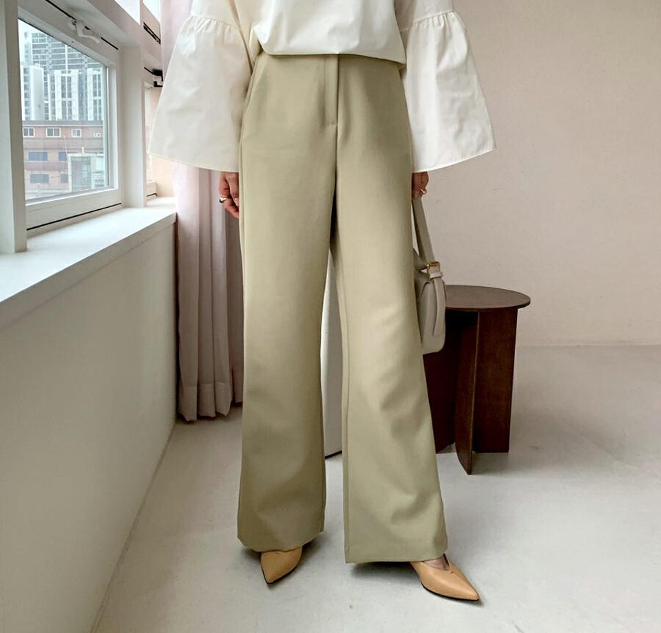 ブーツカットスラックス・全2色・t61490 レディース 【pt】【韓国 ファッション ボトムス パンツ ロング スラックス ブーツカット トレンディ サイドポケット ハイウエスト 10分丈 十分丈 ストレート 無地 カジュアル 秋 冬】