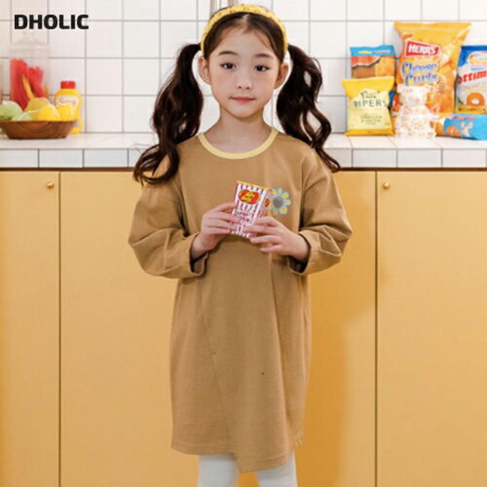 スマイルフラワーロングTシャツ・u10981 キッズ【3~8才】【tops】【トップス Tシャツ 長袖 ロンT 花 フラワー かわいい 可愛い カジュアル 女の子 秋 冬 韓国 韓国子供服 子供 こども 子供服 こども服】【KIDS】