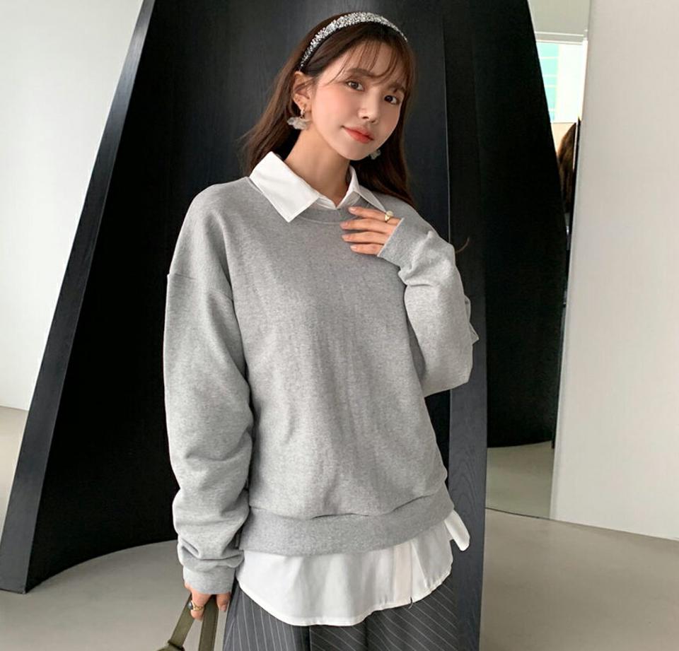 バックレースアップスウェット・全2色・b61468 レディース 【tops】【韓国 ファッション トップス スウェット Tシャツ カットソー 長袖 無地 ラウンドネック ルーズ ゆったり ゆとり シンプル デイリー ベーシック カジュアル カジュアル 秋 冬】