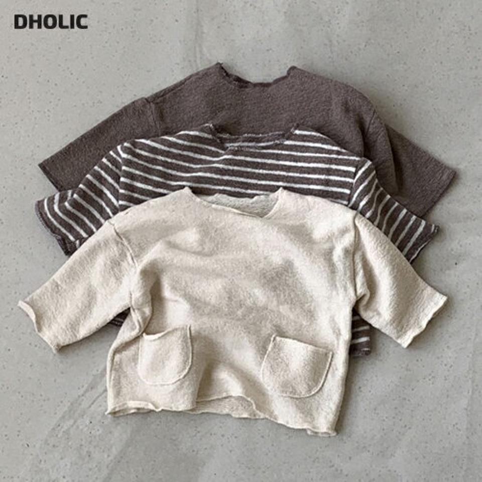 2TYPEツーポケットTシャツ(kids)・u11001 キッズ【3~8才】【tops】【トップス Tシャツ 長袖 ボーダー柄 単色 無地 シンプル カジュアル ラフ 女の子 男の子 秋 冬 韓国 韓国子供服 子供 こども 子供服 こども服】【KIDS】【KK】