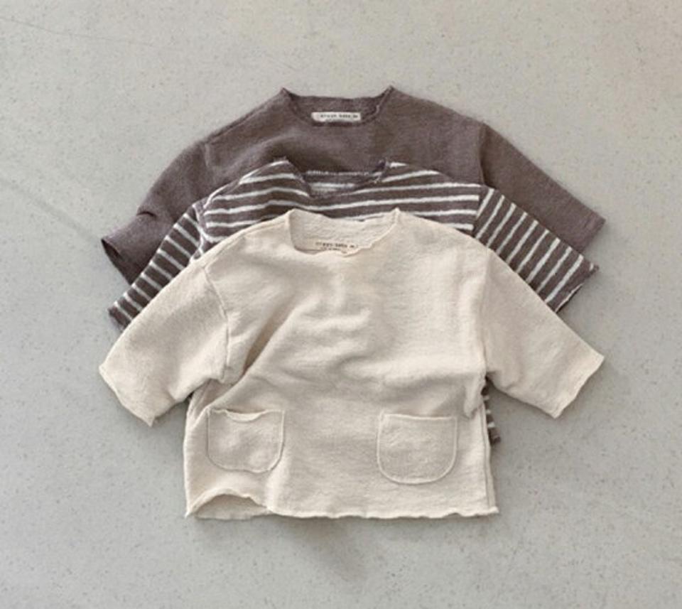 2TYPEツーポケットTシャツ(kids)・u11001 キッズ【3~8才】【tops】【トップス Tシャツ 長袖 ボーダー柄 単色 無地 シンプル カジュアル ラフ 女の子 男の子 秋 冬 韓国 韓国子供服 子供 こども 子供服 こども服】【KIDS】【KK】