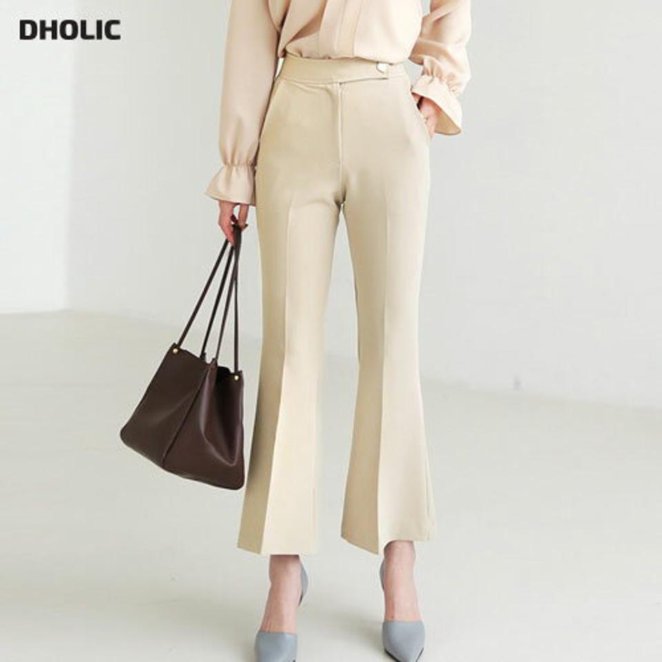 スクエアボタンパンツ・全3色・b66485 レディース 【pt】【パンツ ズボン ロングパンツ 単色 無地 シンプル ベーシック オフィスカジュアル きれいめ ブーツカット 秋 冬 韓国 ファッション】【ハイホリHIHOLLI】