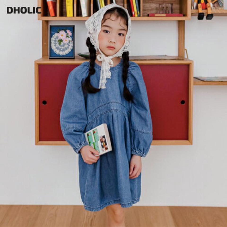 デニムワンピース・u10992 キッズ【3~8才】【ops】【ワンピース ミディ丈 ミディワンピース デニム デニムワンピース 長袖 カジュアル ラフ 女の子 秋 冬 韓国 韓国子供服 子供 こども 子供服 こども服】【KIDS】