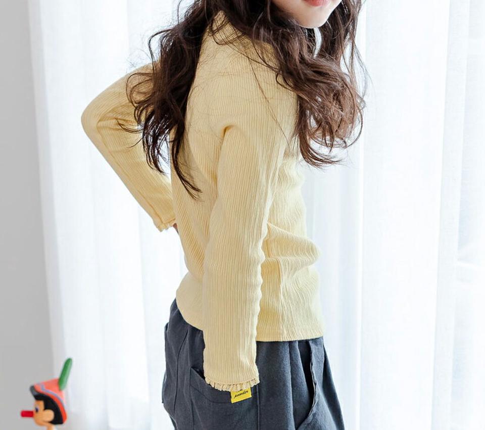 フリルヘムTシャツ・u10994 キッズ【3~8才】【tops】【トップス Tシャツ 長袖 単色 シンプル カジュアル 秋 冬 韓国 韓国子供服 子供 こども 子供服 こども服】【KIDS】