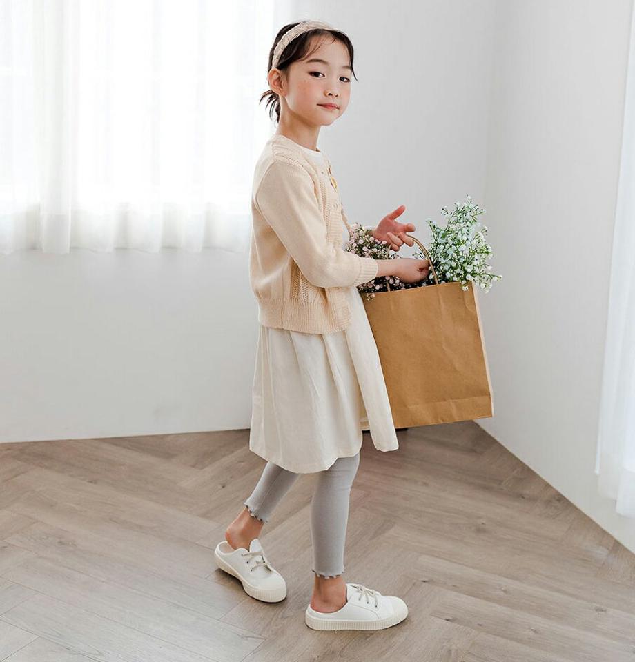 モチーフコットンワンピース・u11010 キッズ【3~8才】【ops】【ワンピース ミディ丈 ミディワンピース 長袖 レース コットン 綿 可愛い かわいい ガーリー 女の子 秋 冬 韓国 韓国子供服 子供 こども 子供服 こども服】【KIDS】