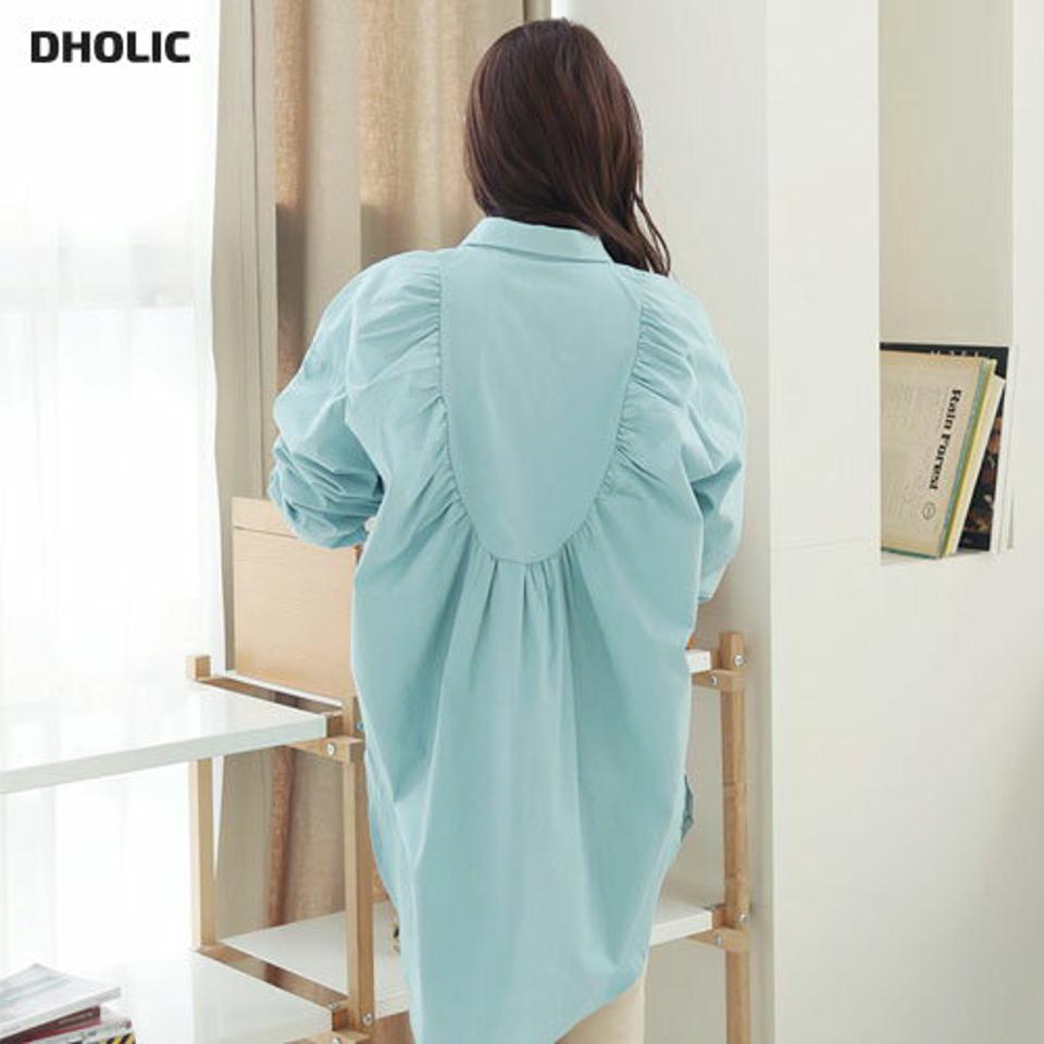 バックギャザーポケットシャツ・全5色・b66409 レディース 【bl】【トップス シャツ ポケット ギャザー バックシャン バックコンシャス 長袖 シンプル 可愛い かわいい ゆったり 秋 冬 韓国 ファッション】【ハイホリHIHOLLI】