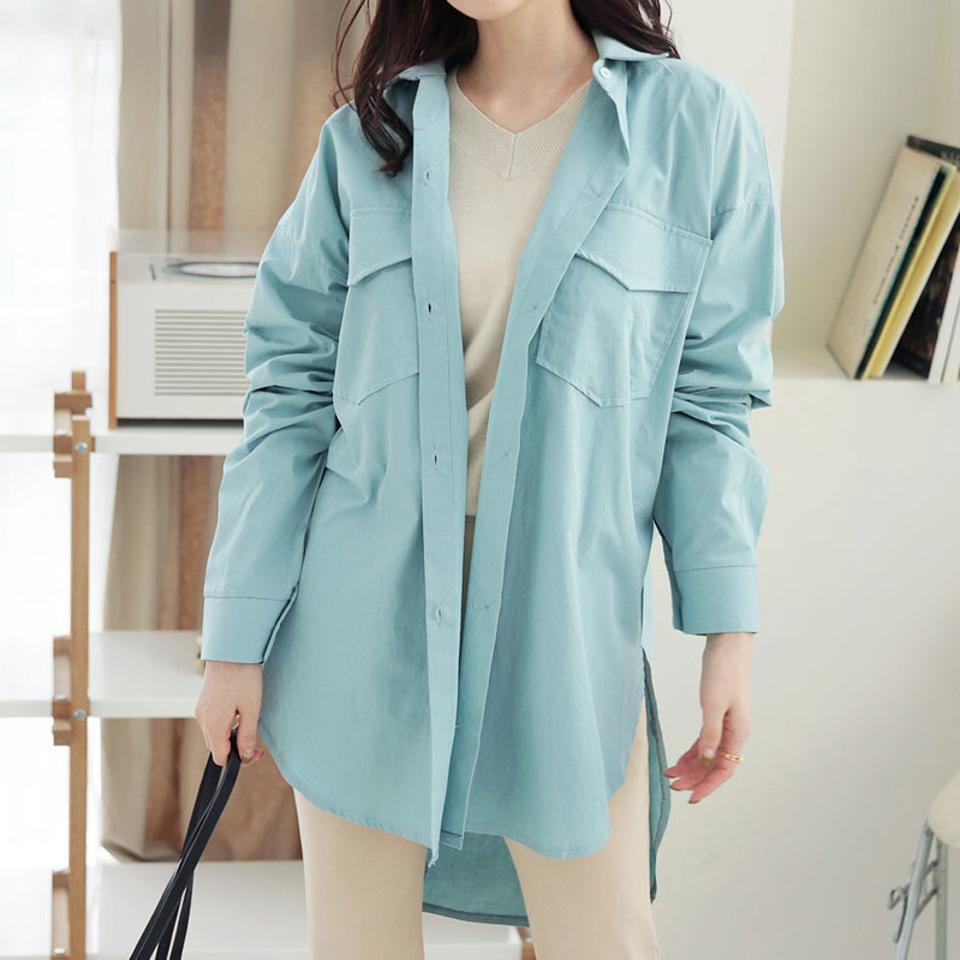 バックギャザーポケットシャツ・全5色・b66409 レディース 【bl】【トップス シャツ ポケット ギャザー バックシャン バックコンシャス 長袖 シンプル 可愛い かわいい ゆったり 秋 冬 韓国 ファッション】【ハイホリHIHOLLI】