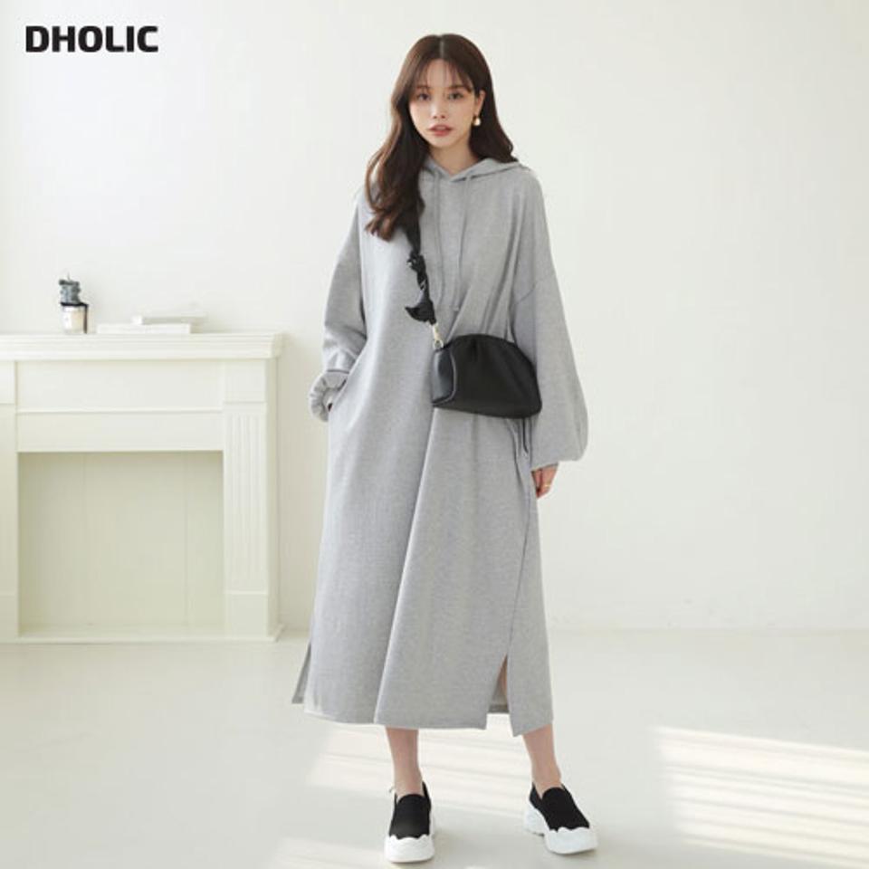 フードワンピース・全3色・t66422 レディース 【ops】【ワンピース ロング ロングワンピース 長袖 フード ラフ ゆったり カジュアル 単色 無地 シンプル 秋 冬 韓国 ファッション】【ハイホリHIHOLLI】