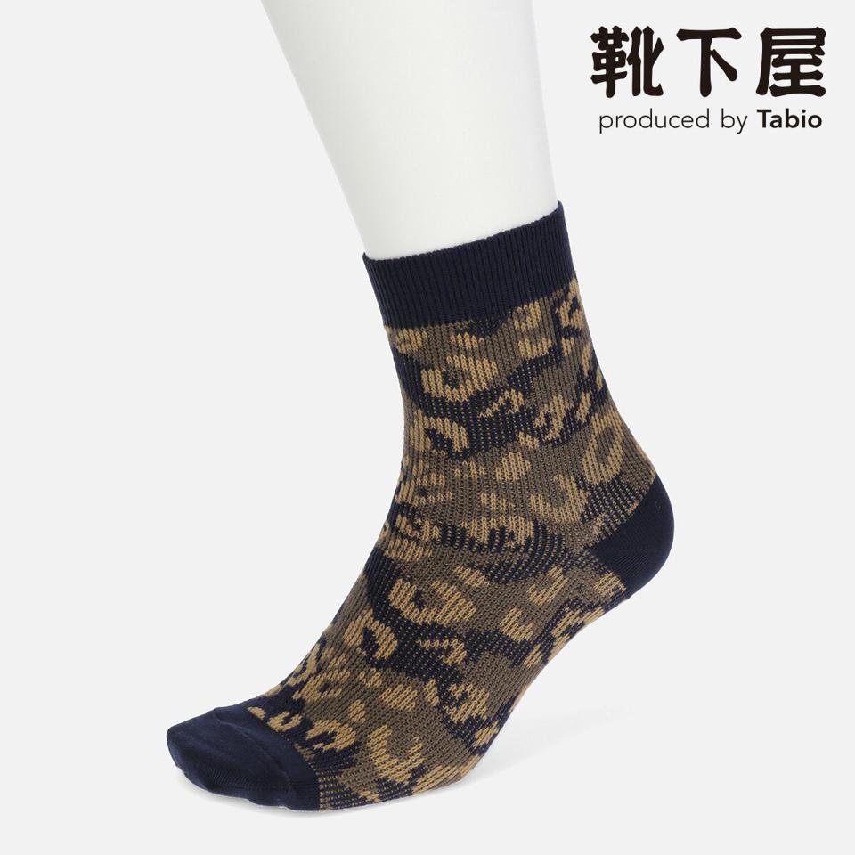 【あす楽】【Tabio MEN】 メンズ ジャカードカモフラヒョウ柄ショートソックス / 靴下屋 靴下 タビオ くつ下 ショート メンズ 日本製