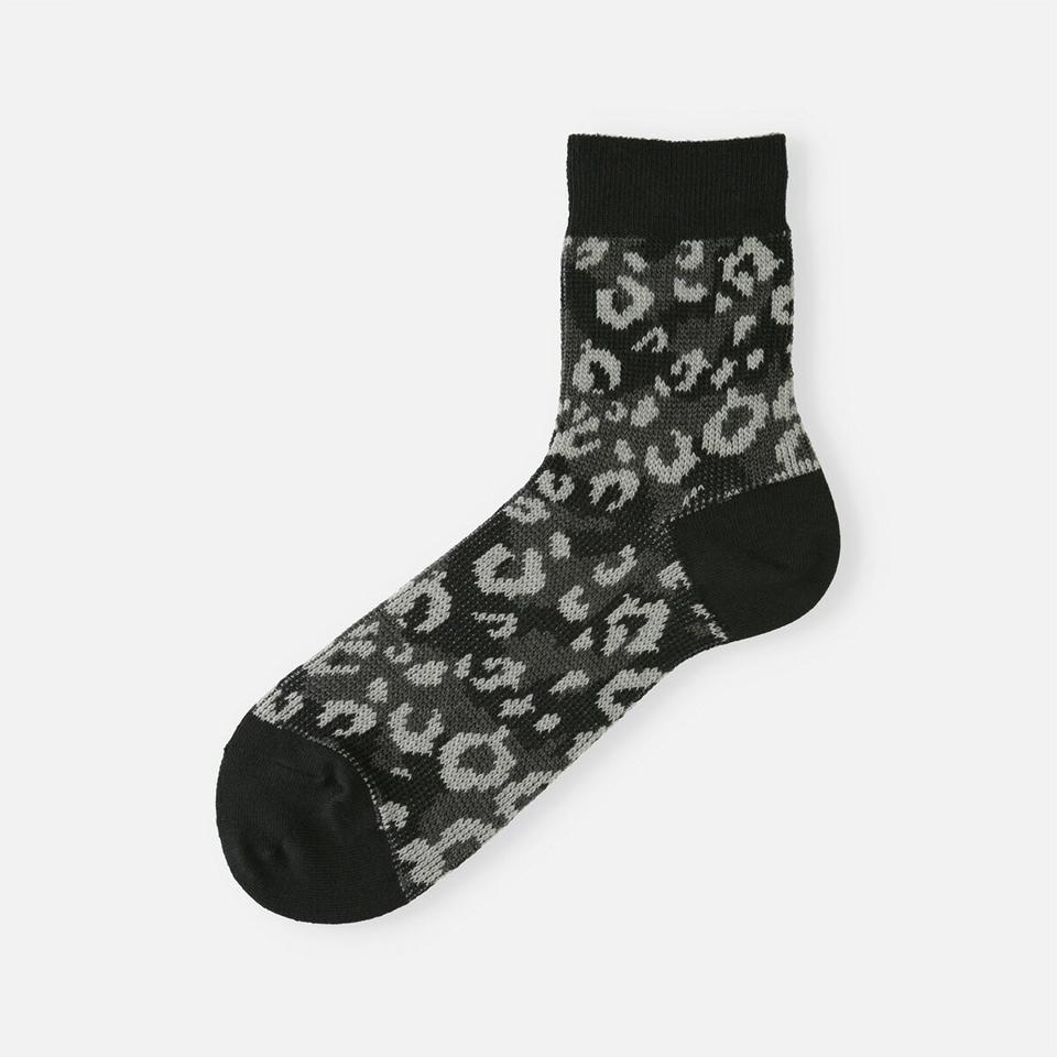 【あす楽】【Tabio MEN】 メンズ ジャカードカモフラヒョウ柄ショートソックス / 靴下屋 靴下 タビオ くつ下 ショート メンズ 日本製