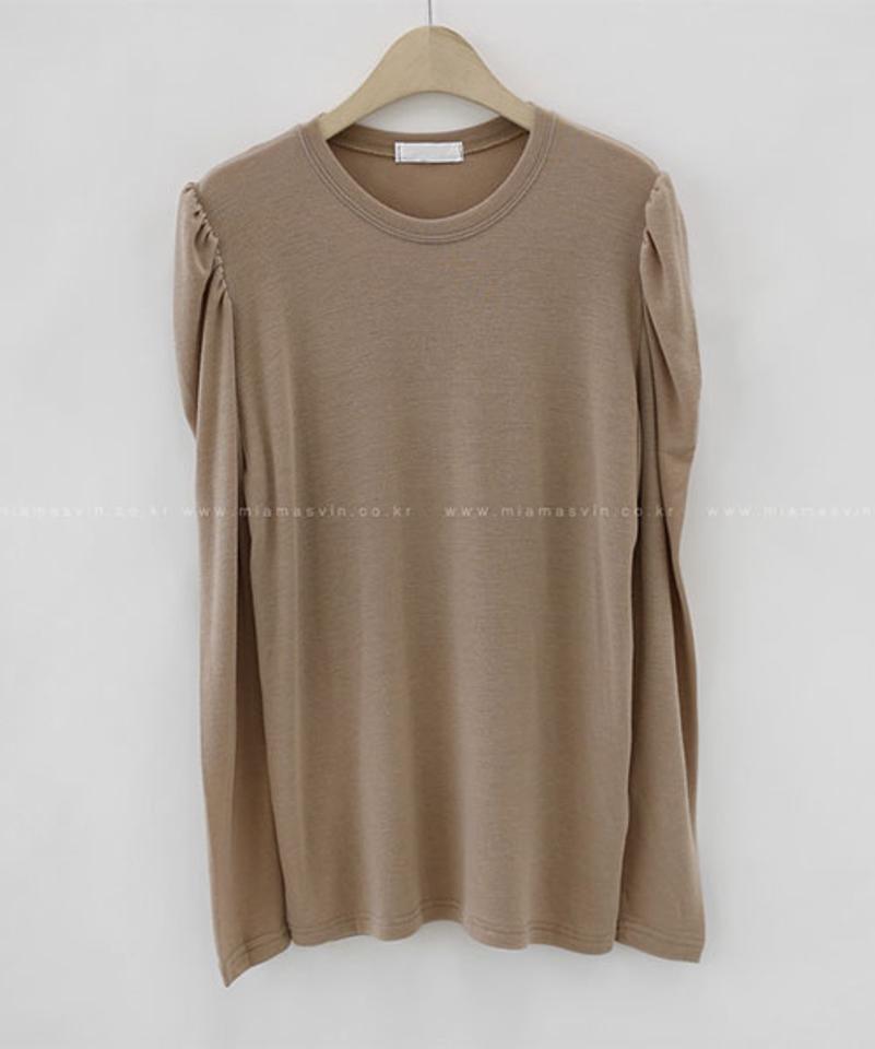 Miamasvin(ミアマスビン)シャーリングTシャツ【1/26up_wo】【メール便】韓国 韓国ファッション　トップス 春 tシャツ 長袖 カットソー シャーリング レイヤード tシャツ レディース ファッション【5】 ★目玉★