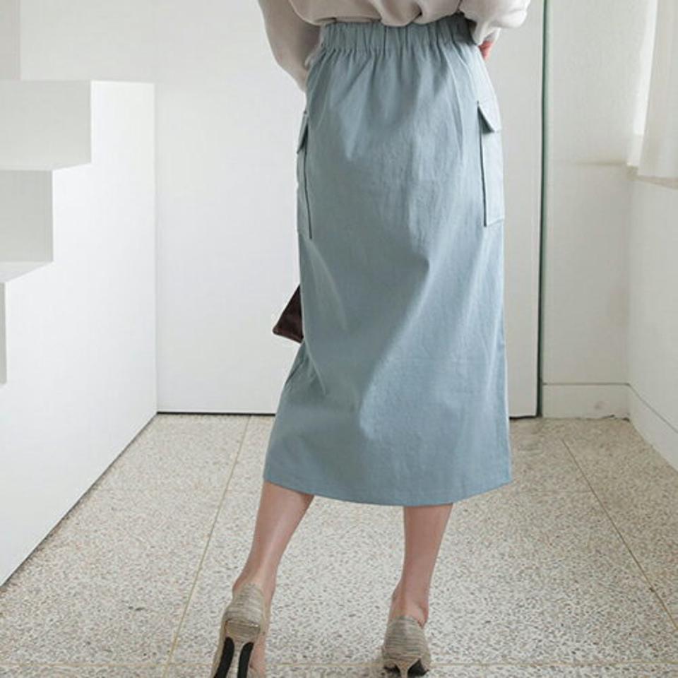 カーゴポケットスカート・全3色・t66545 レディース 【sk】【スカート ミディ丈 ミディスカート カーゴ 単色 無地 シンプル カジュアル Aライン スリット 秋 冬 韓国 ファッション】【ハイホリHIHOLLI】