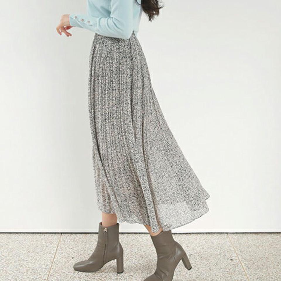 プリントプリーツスカート・全3色・t66540 レディース 【sk】【スカート ロング ロングスカート プリーツ プリーツスカート ウエストゴム 花柄 フラワー フェミニン 体型カバー 秋 冬 韓国 ファッション】【ハイホリHIHOLLI】