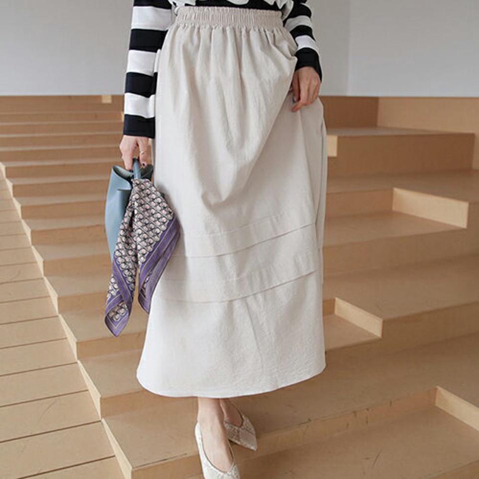 切り替えラインスカート・全3色・t66541 レディース 【sk】【スカート ロング ロングスカート 切り替え 単色 無地 シンプル ウエストゴム 大人 カジュアル Aライン 体型カバー 秋 冬 韓国 ファッション】【ハイホリHIHOLLI】