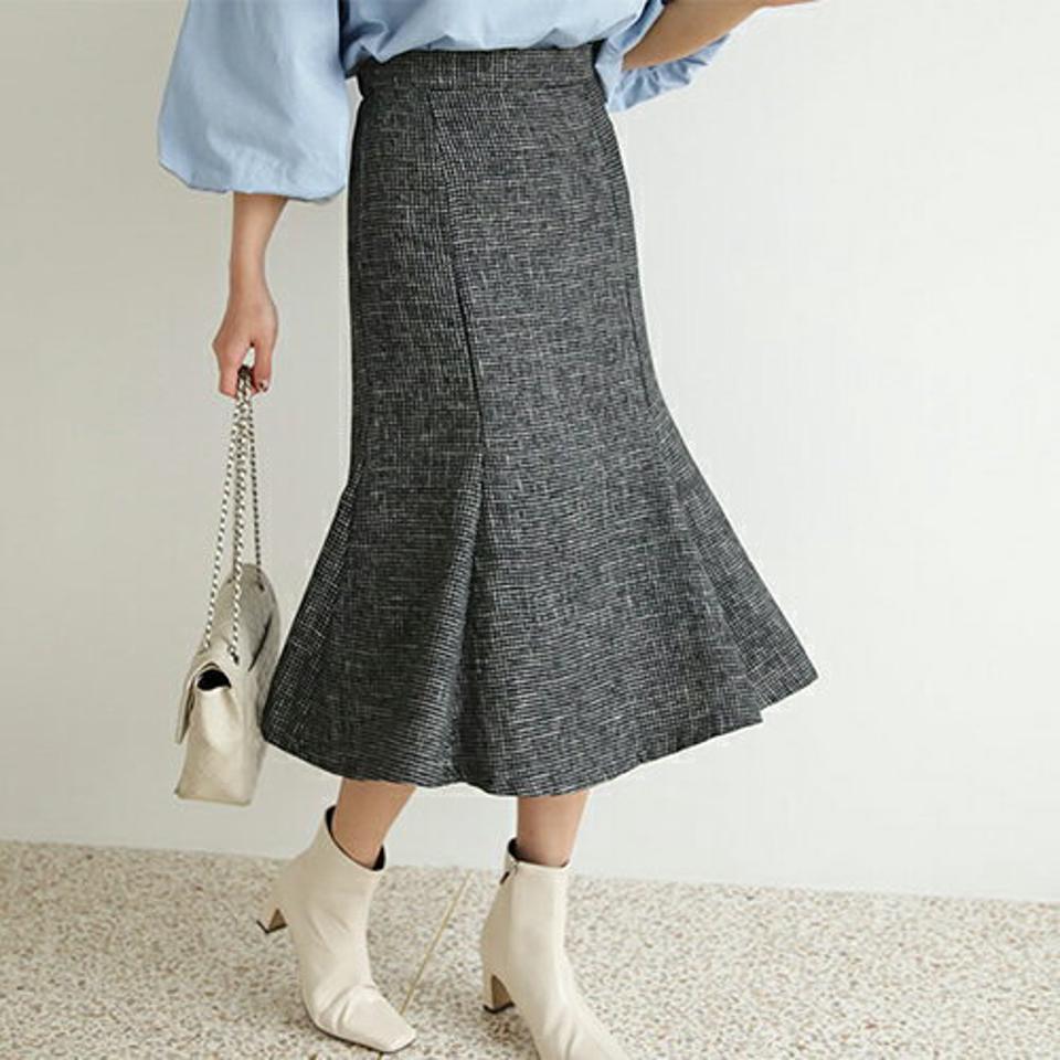 チェックマーメイドスカート・全3色・b66536 レディース 【sk】【スカート ミディ丈 ミディスカート マーメイド マーメイドスカート チェック柄 シック 大人 秋 冬 韓国 ファッション】【ハイホリHIHOLLI】