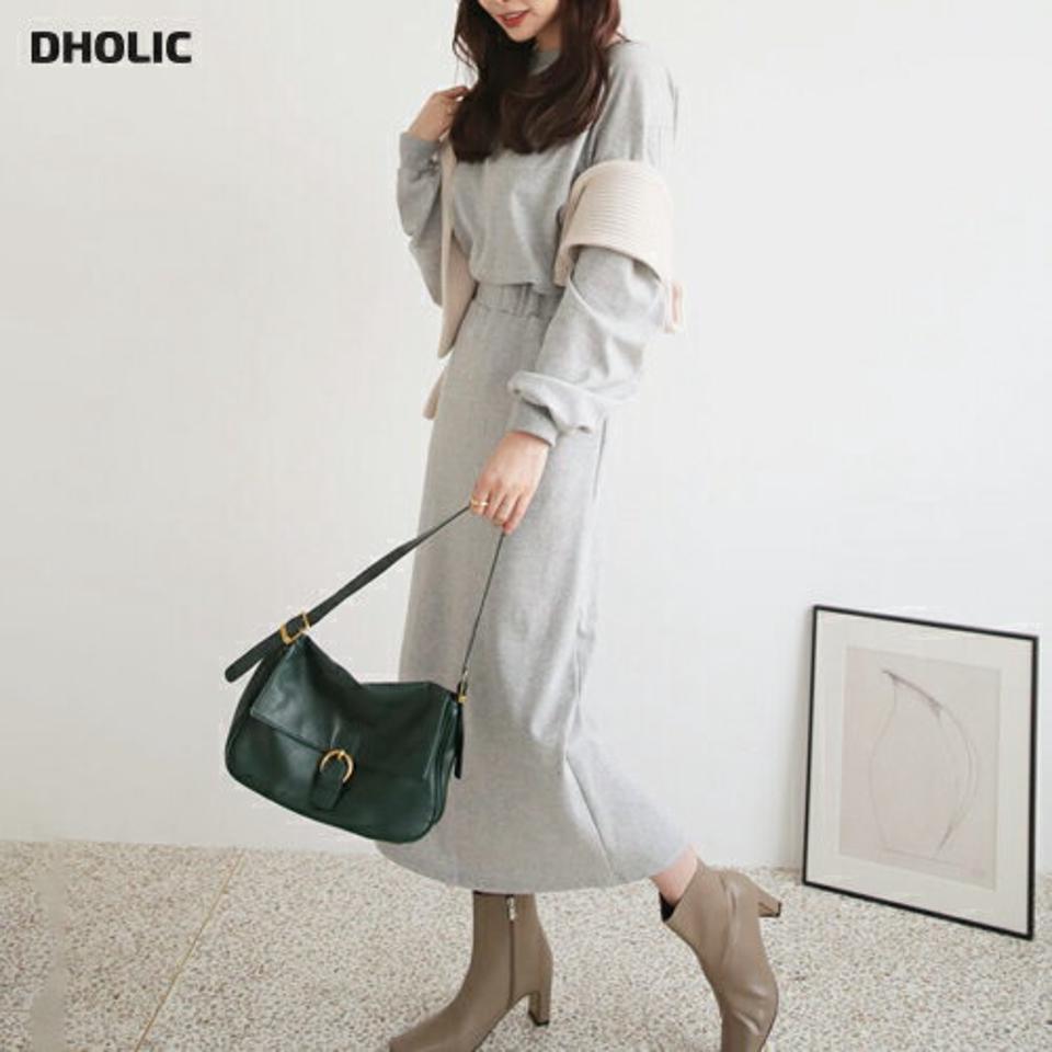 スウェット&スカートSET・全3色・b66528 レディース 【ops】【セットアップ setup トップス 長袖 スウェット トレーナー スカート ロングスカート ロング 単色 無地 シンプル カジュアル ラフ 秋 冬 韓国 ファッション】【ハイホリHIHOLLI】