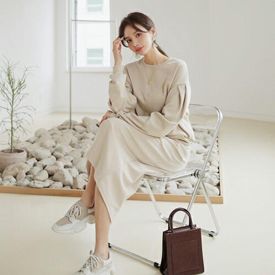 スウェット&スカートSET・全3色・b66528 レディース 【ops】【セットアップ setup トップス 長袖 スウェット トレーナー スカート ロングスカート ロング 単色 無地 シンプル カジュアル ラフ 秋 冬 韓国 ファッション】【ハイホリHIHOLLI】