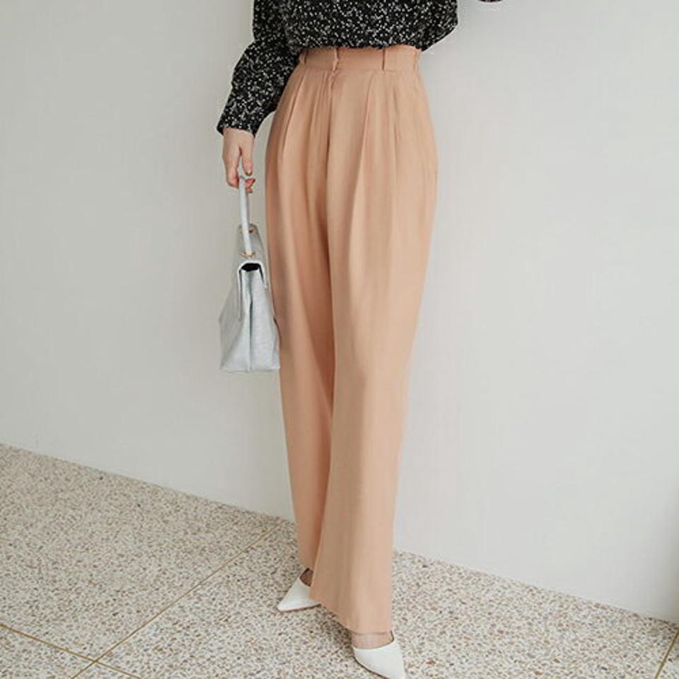 ツータックワイドスラックス・全3色・t66539 レディース 【pt】【スラックス パンツ ズボン ロングパンツ ワイドスラックス ワイド　ツータック 単色 無地 大人 シンプル ベーシック オフィスカジュアル 秋 冬 韓国 ファッション】【ハイホリHIHOLLI】