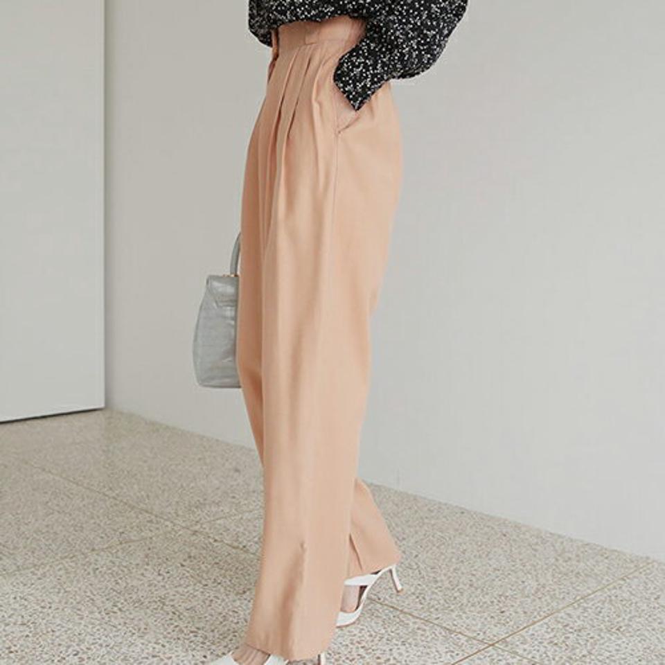 ツータックワイドスラックス・全3色・t66539 レディース 【pt】【スラックス パンツ ズボン ロングパンツ ワイドスラックス ワイド　ツータック 単色 無地 大人 シンプル ベーシック オフィスカジュアル 秋 冬 韓国 ファッション】【ハイホリHIHOLLI】