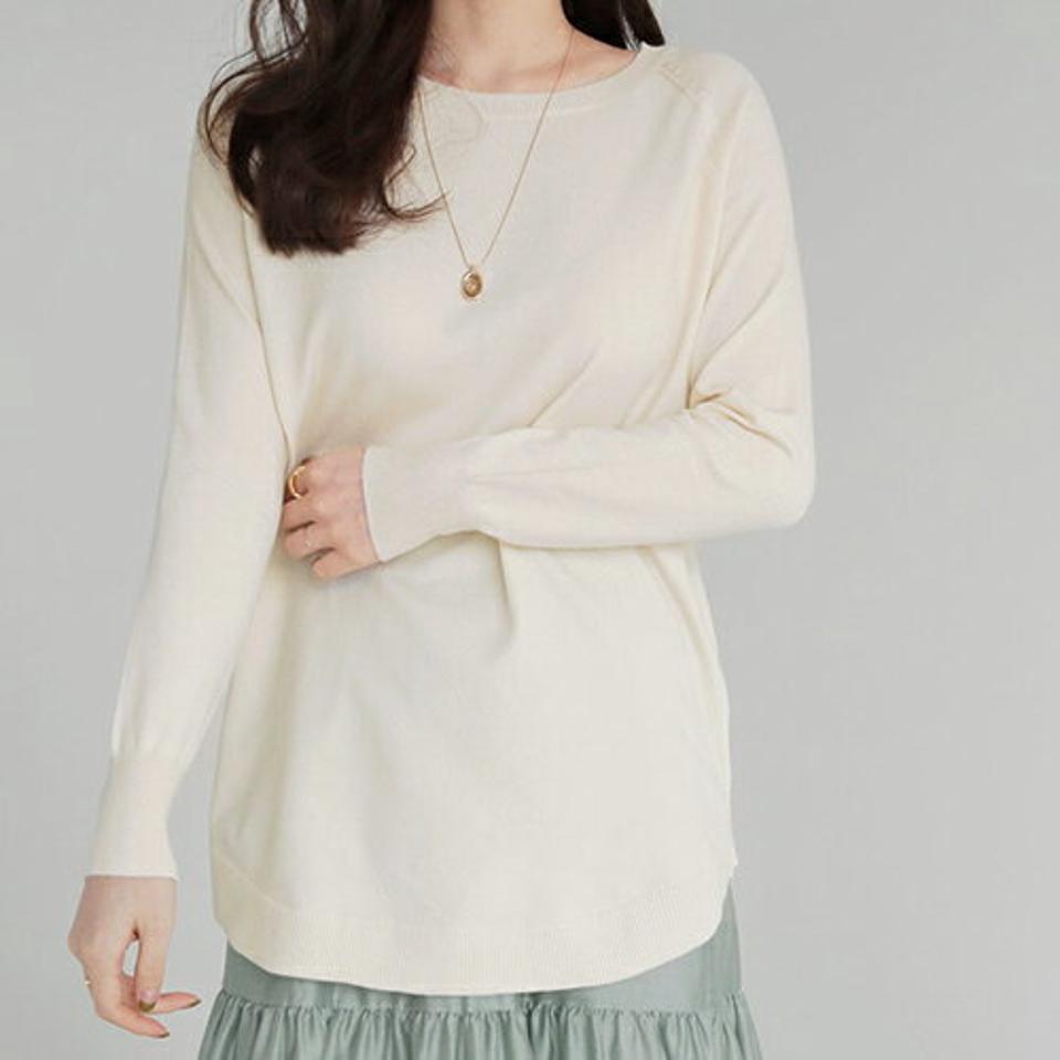 ラグランラウンドヘムニット・全4色・t66470 レディース 【tops】【トップス ニット ニットトップス 長袖 単色 無地 シンプル ベーシック 大人 カジュアル ラウンドネック 秋 冬 韓国 ファッション】【ハイホリHIHOLLI】