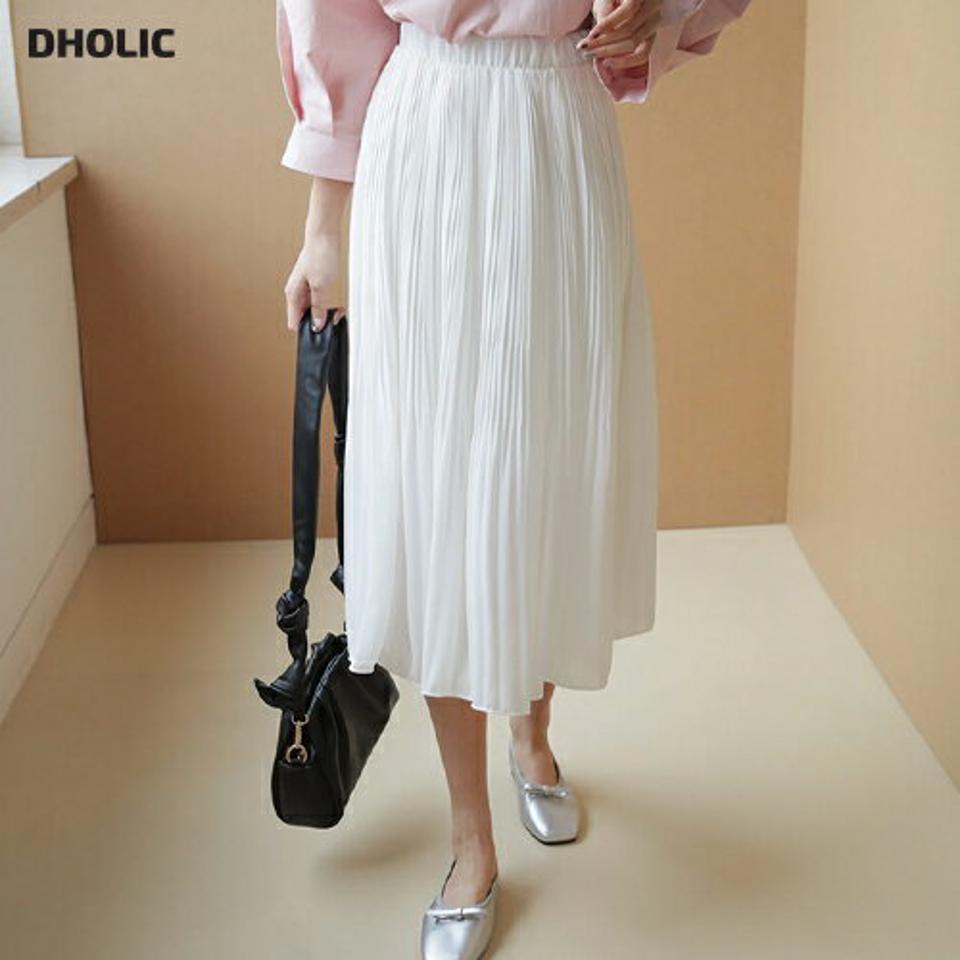 シフォンプリーツスカート・全5色・b66543 レディース 【sk】【スカート ロング ロングスカート プリーツ プリーツスカート シフォン シアー フェミニン 可愛い かわいい ウエストゴム 秋 冬 韓国 ファッション】【ハイホリHIHOLLI】