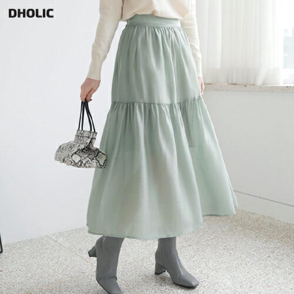 サテンギャザースカート・全3色・b66537 レディース 【sk】【スカート ロング ロングスカート ギャザー サテン 単色 無地 シンプル フェミニン 光沢 秋 冬 韓国 ファッション】【ハイホリHIHOLLI】