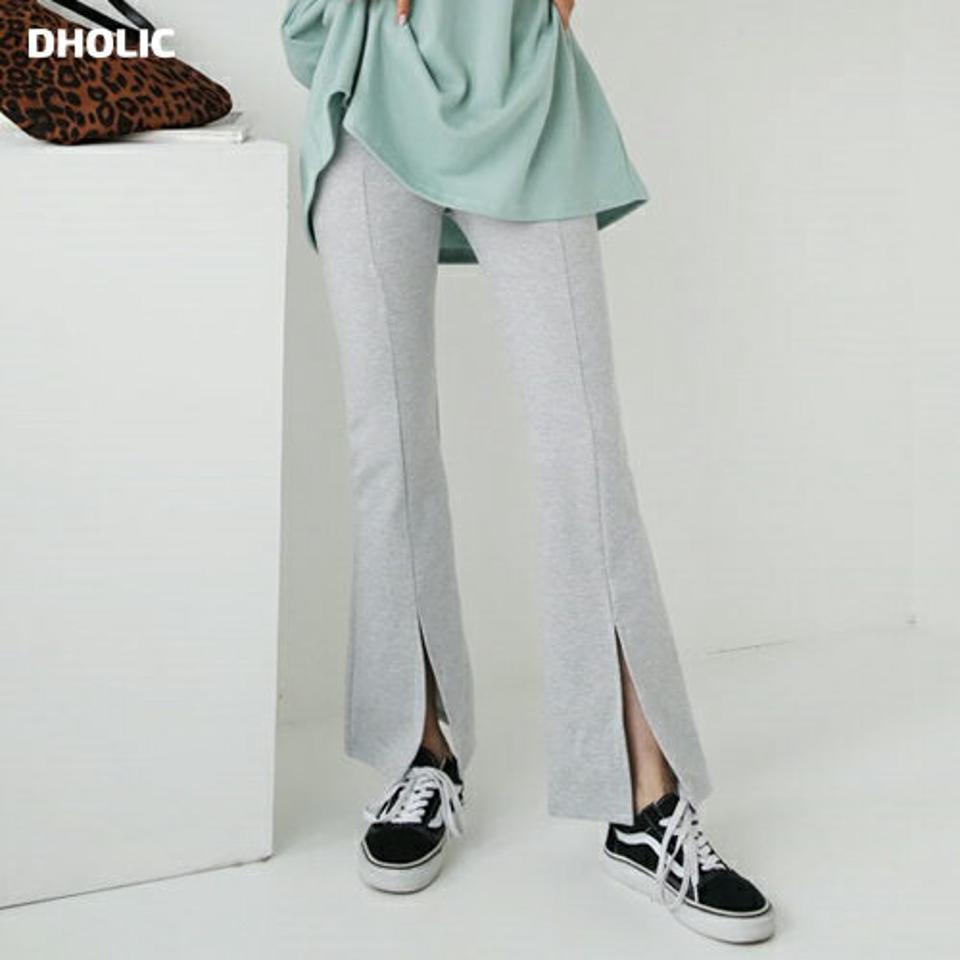 スリットブーツカットパンツ・全3色・t62852 レディース 【pt】【韓国 ファッション ボトムス パンツ ロング ブーツカット ウエストゴム スリム フィット 細身 10分丈 十分丈 ストレート 無地 フェミニン 上品 カジュアル 秋 冬】