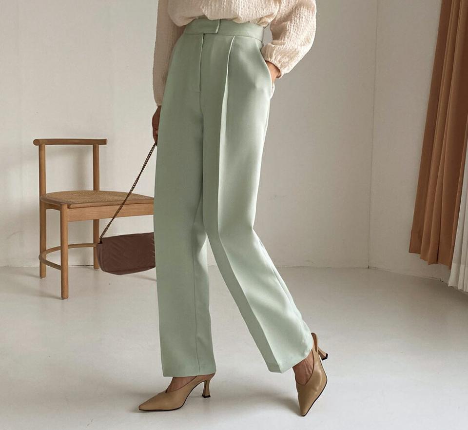 ホックワイドスラックス・全4色・t62850 レディース 【pt】【韓国 ファッション ボトムス パンツ ロング スラックス ワイド ワイドスラックス サイドポケット ワンタック 10分丈 十分丈 ストレート 無地 カジュアル 秋 冬】