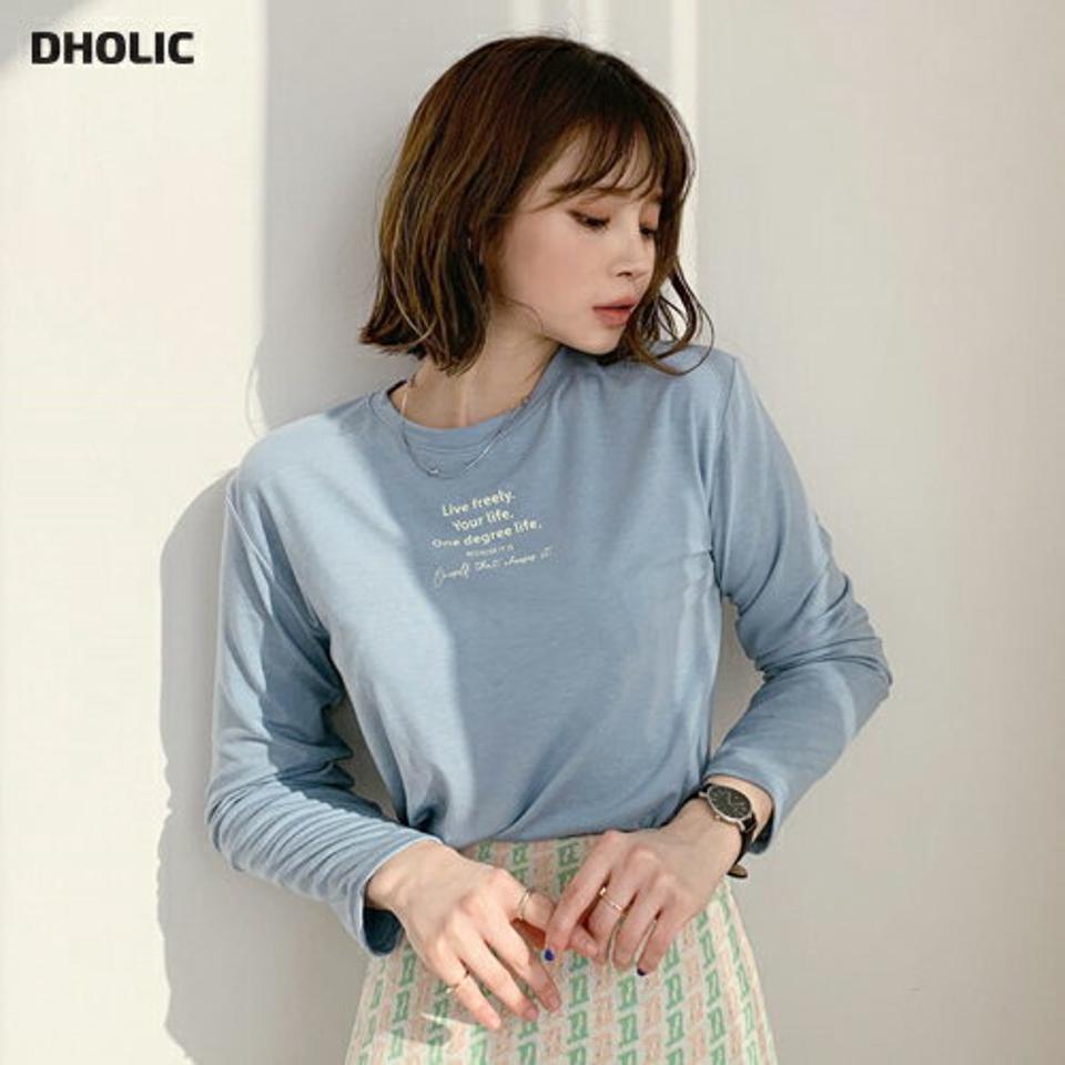 レタリング長袖Tシャツ・全4色・t56706 レディース 【tops】【韓国 ファッション トップス Tシャツ カットソー 長袖 ラウンドネック レタリング スリム 体型カーバー フェミニン シンプル デイリー ベーシック カジュアル カジュアル 秋 冬】【BT】