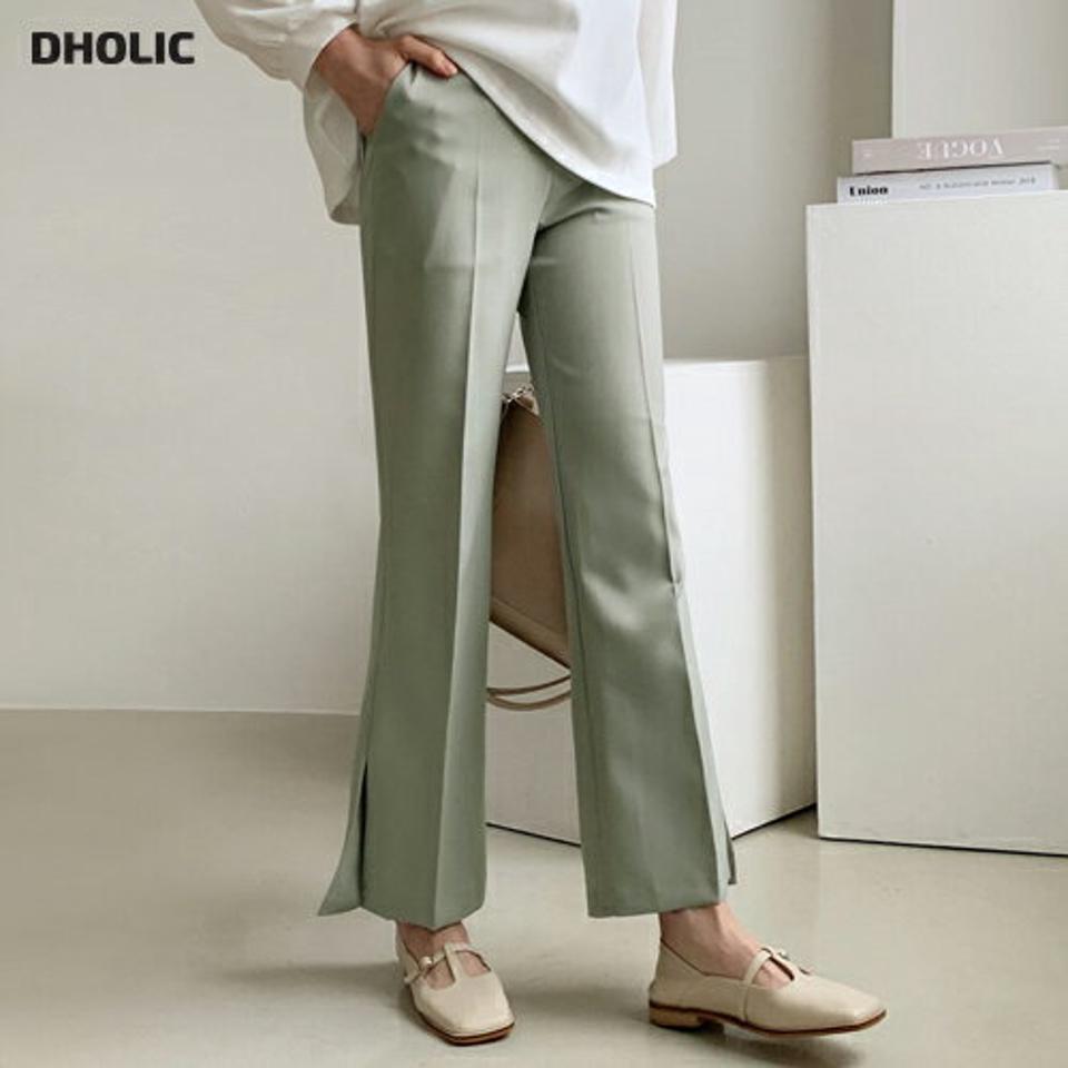 スリットロングスラックス・全4色・t56734 レディース 【pt】 韓国ファッション ボトムス パンツ ロング スラックス セミブーツカット サイドポケット ベルトループ スリム フィット 細身 ストレート カラーパンツ フルレングス 無地 カジュアル 秋 冬 クリスマス