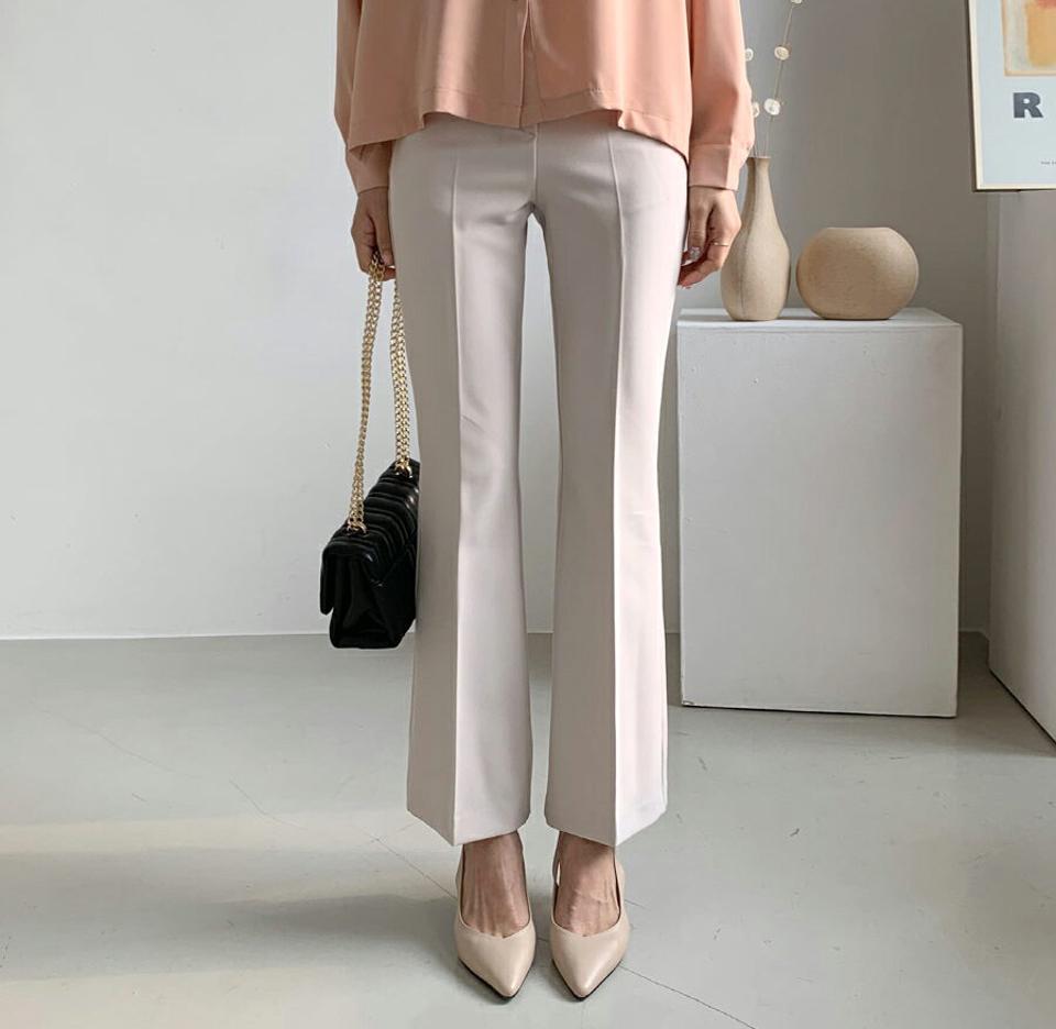 セミブーツカットスラックス・全3色・t56735 レディース 【pt】【韓国 ファッション ボトムス パンツ ロング スラックス セミブーツカット サイドポケット ベルトループ スリム フィット 細身 10分丈 十分丈 ストレート 無地 カジュアル 秋 冬】