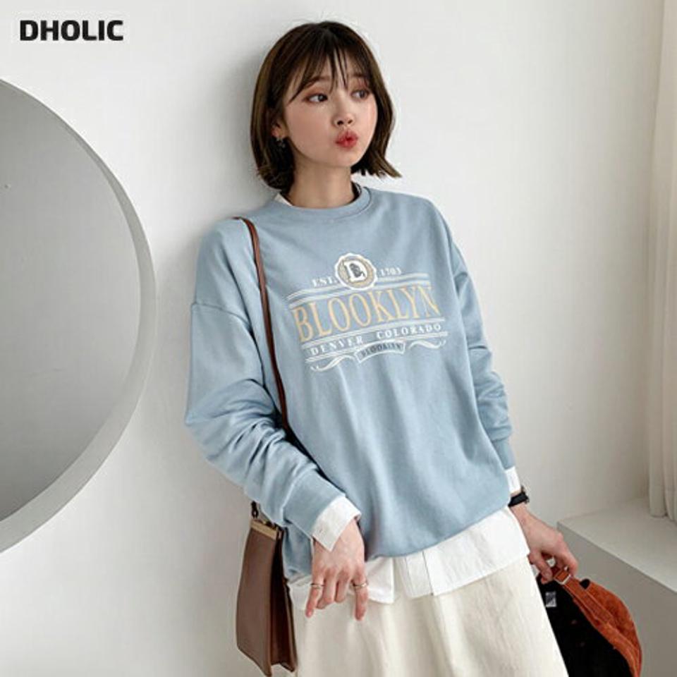 レタリングスウェット・全4色・t56707 レディース 【tops】【韓国 ファッション トップス スウェット Tシャツ カットソー 長袖 ラウンドネック 無地 ルーズ ゆったり デイリー ベーシック カジュアル レタリング カジュアル 秋 冬】