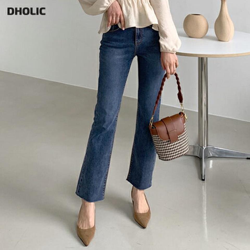 イージーデニムパンツ・全2色・t56763 レディース 【pt】【韓国 ファッション ボトムス パンツ ロング デニム ウエストゴム ベルトループ フィット ストレート ウォッシング スリム 美脚 10分丈 十分丈 ベーシック カジュアル 秋 冬】