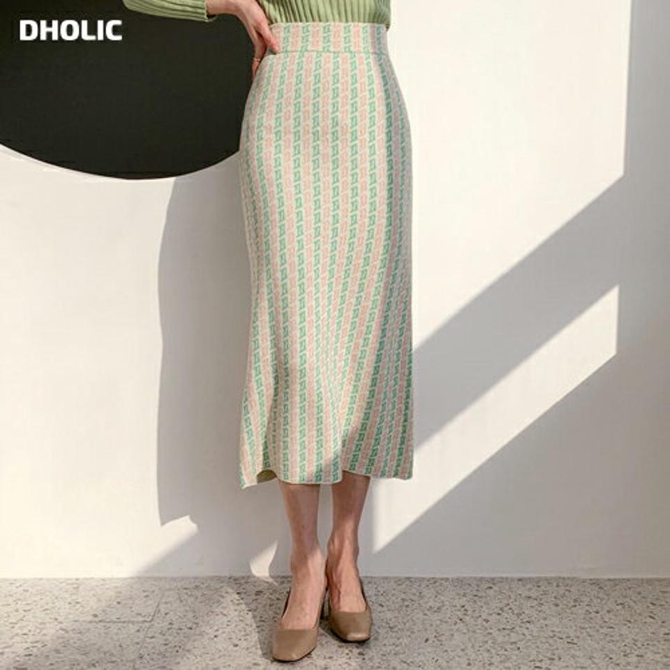 パターンニットスカート・全2色・b56727 レディース 【sk】【韓国 ファッション ボトムス スカート ロング Hライン ニットスカート パターン バックスリット カジュアル フェミニン シンプル スリム 体型カーバー 細身 ベーシック デイリー カジュアル 秋 冬】