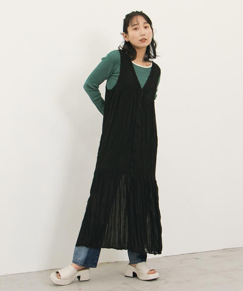 Kastane カスタネ の ワッシャーシフォン無地ワンピース Parte