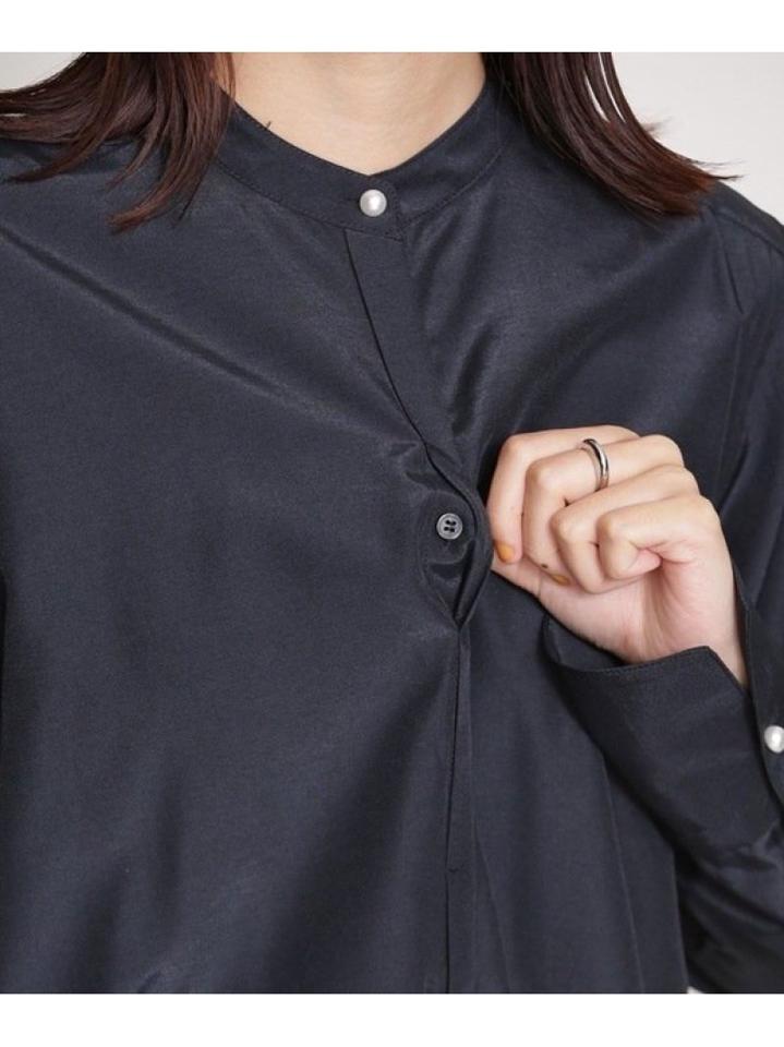 シルキータッチスタンドロングシャツ 長袖