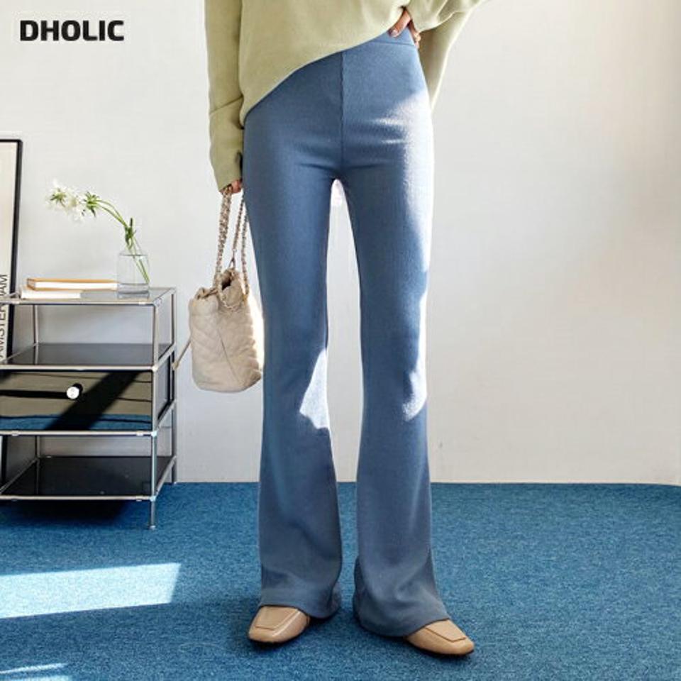 リブブーツカットパンツ・全4色・t62632 レディース 【pt】【韓国 ファッション ボトムス パンツ ロング リブ スリム ブーツカット ウエストゴム サイドポケット 細身 10分丈 十分丈 ストレート カジュアル 無地 カジュアル 秋 冬】