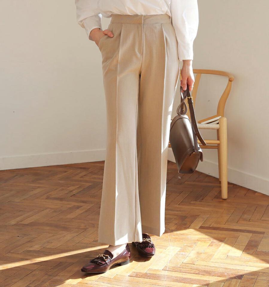 ヘリンボーンスラックス・全2色・t62626 レディース 【pt】【韓国 ファッション ボトムス パンツ スラックス ロング ワイド シック ヘリンボーン 細身 10分丈 十分丈 ストレート カジュアル 無地 カジュアル 秋 冬】