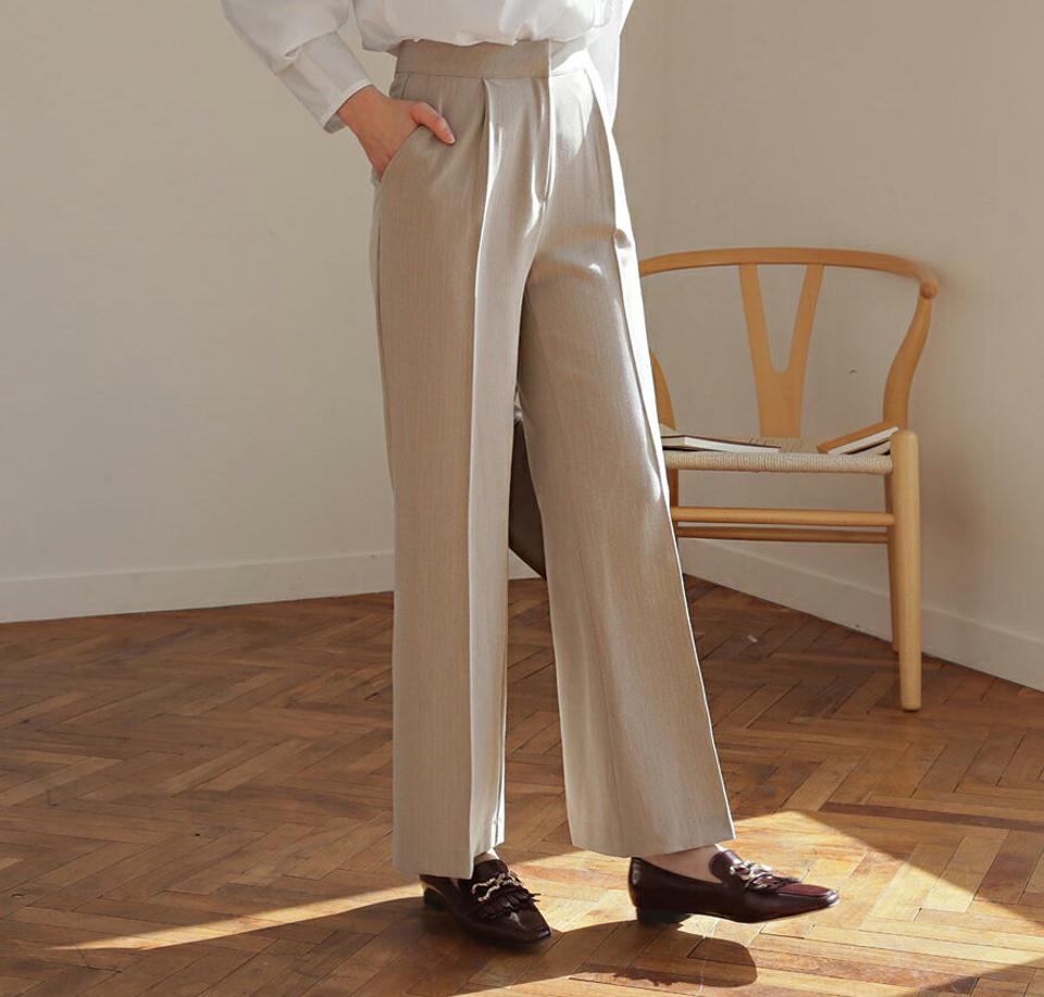 ヘリンボーンスラックス・全2色・t62626 レディース 【pt】【韓国 ファッション ボトムス パンツ スラックス ロング ワイド シック ヘリンボーン 細身 10分丈 十分丈 ストレート カジュアル 無地 カジュアル 秋 冬】