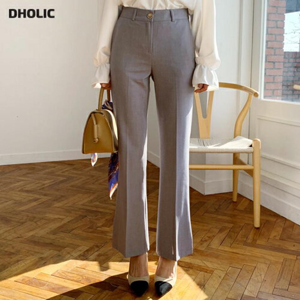 スリットブーツカットスラックス・全3色・t62634 レディース 【pt】【韓国 ファッション ボトムス パンツ スラックス ロング スリット ブーツカット ベルトループ サイドポケット 細身 10分丈 十分丈 ストレート カジュアル 無地 カジュアル 秋 冬】