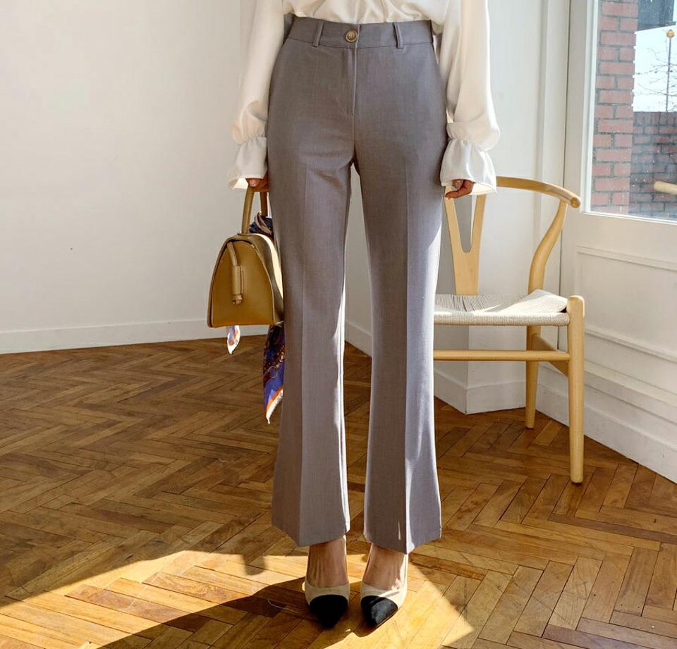 スリットブーツカットスラックス・全3色・t62634 レディース 【pt】【韓国 ファッション ボトムス パンツ スラックス ロング スリット ブーツカット ベルトループ サイドポケット 細身 10分丈 十分丈 ストレート カジュアル 無地 カジュアル 秋 冬】