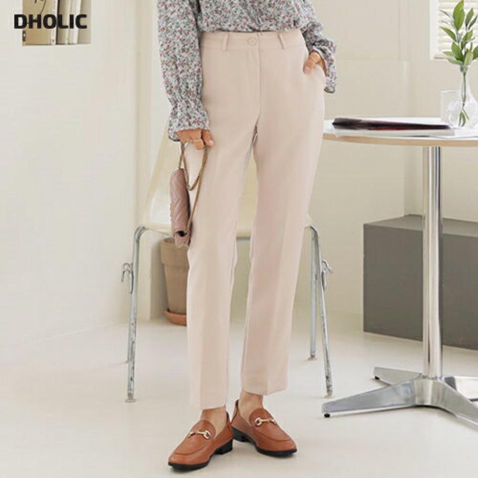 スリムスラックス・全4色・t64868 レディース 【pt】【韓国 ファッション ボトムス パンツ スラックス ロング スリム ベーシック サイドポケット 細身 10分丈 十分丈 ストレート カジュアル 無地 カジュアル 秋 冬】