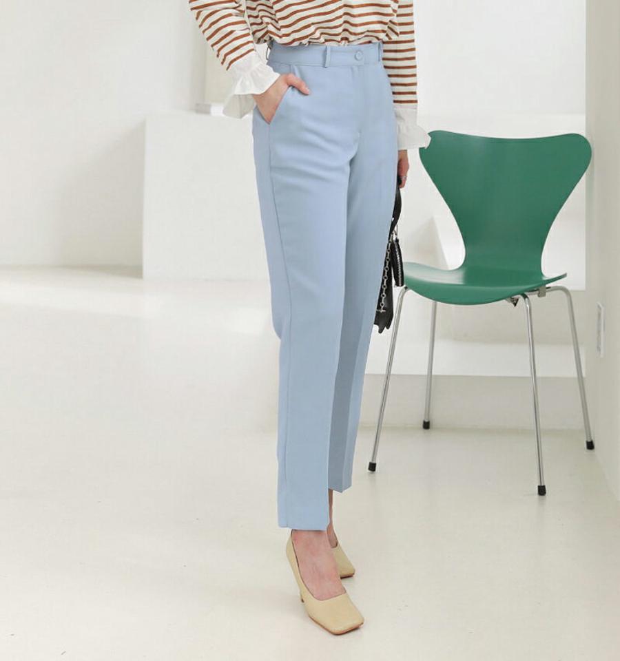 スリムスラックス・全4色・t64868 レディース 【pt】【韓国 ファッション ボトムス パンツ スラックス ロング スリム ベーシック サイドポケット 細身 10分丈 十分丈 ストレート カジュアル 無地 カジュアル 秋 冬】