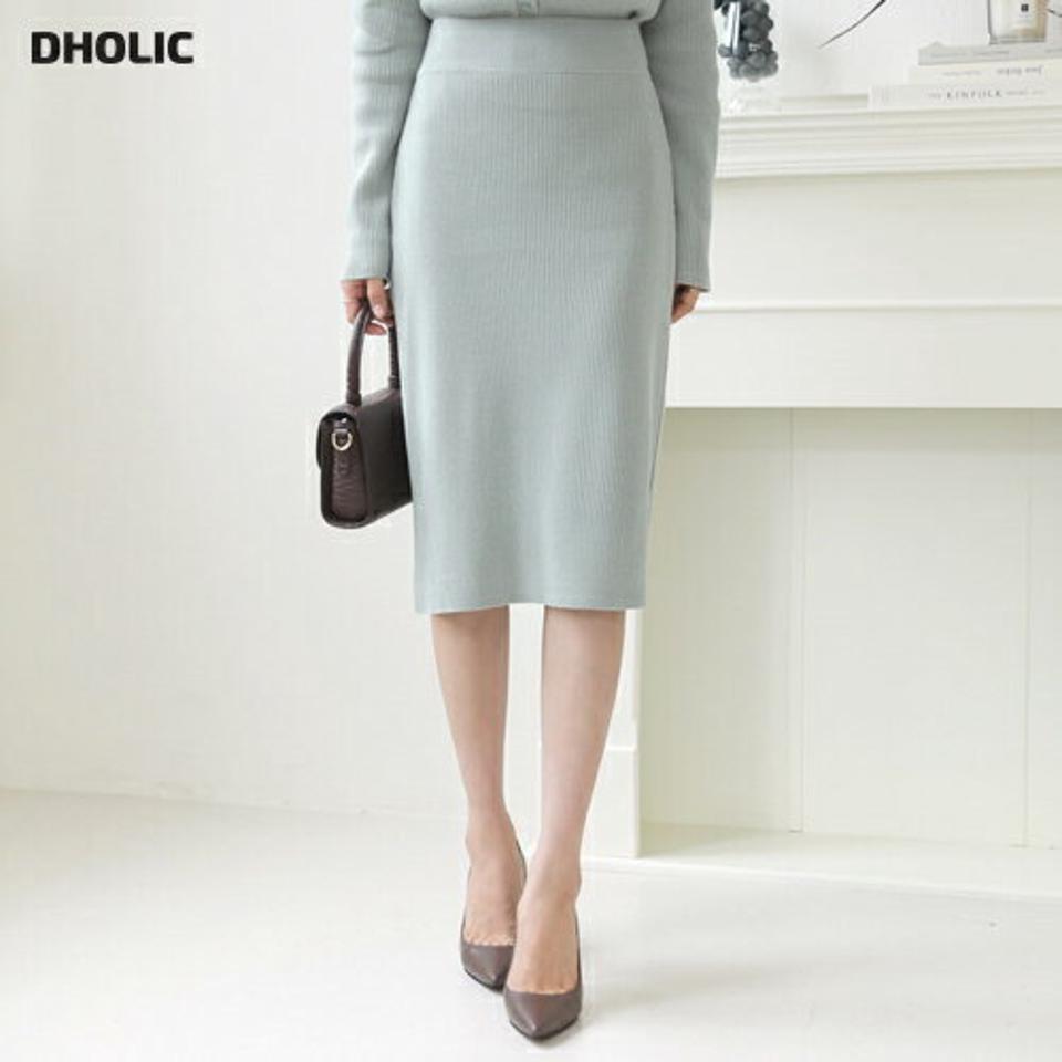 リブニットスカート・全4色・t64873 レディース 【sk】【韓国 ファッション ボトムス スカート ミディ ミディスカート ニットスカート Hライン ウエストゴム 無地 スリム 細身 上品 フェミニン カジュアル カジュアル 秋 冬】