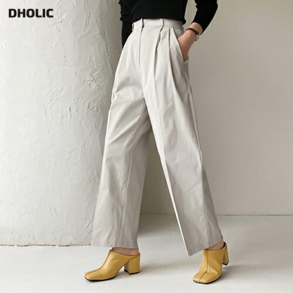 タックワイドパンツ・全2色・t66642 レディース 【pt】【パンツ ズボン ロングパンツ ワイド ワイドパンツ タック 単色 無地 シンプル 大人 カジュアル 秋 冬 韓国 ファッション】【ハイホリHIHOLLI】