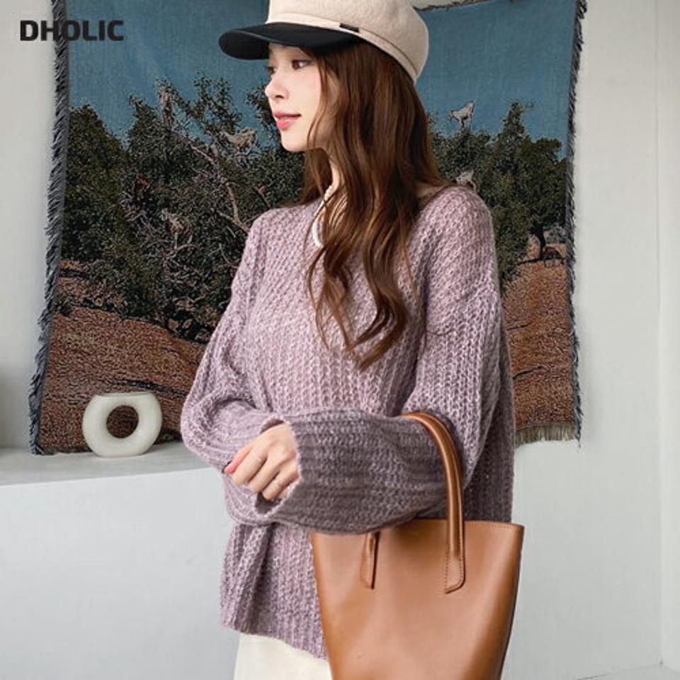 メランジラウンドニット・全4色・b66622 レディース 【tops】【トップス ニット ニットトップス 長袖 メランジ ラウンドネック ゆったり ルーズ カジュアル 秋 冬 韓国 ファッション】【ハイホリHIHOLLI】