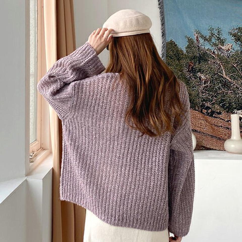 メランジラウンドニット・全4色・b66622 レディース 【tops】【トップス ニット ニットトップス 長袖 メランジ ラウンドネック ゆったり ルーズ カジュアル 秋 冬 韓国 ファッション】【ハイホリHIHOLLI】
