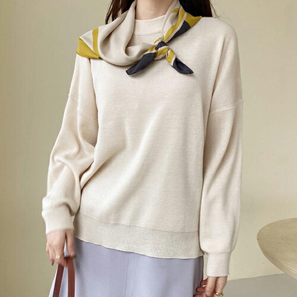 ラウンドネックパフニット・全3色・t66623 レディース 【tops】【トップス ニット ニットトップス パフ袖 パフスリーブ 単色 無地 シンプル ベーシック 大人 カジュアル 秋 冬 韓国 ファッション】【ハイホリHIHOLLI】